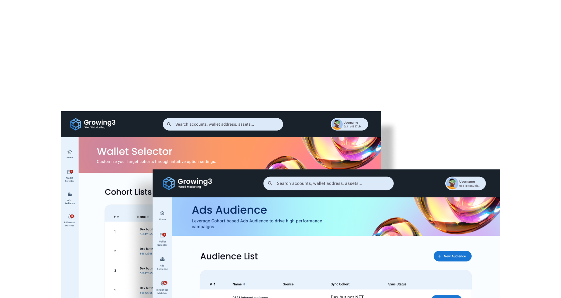 Blockchain Audience Builder Tool Interface